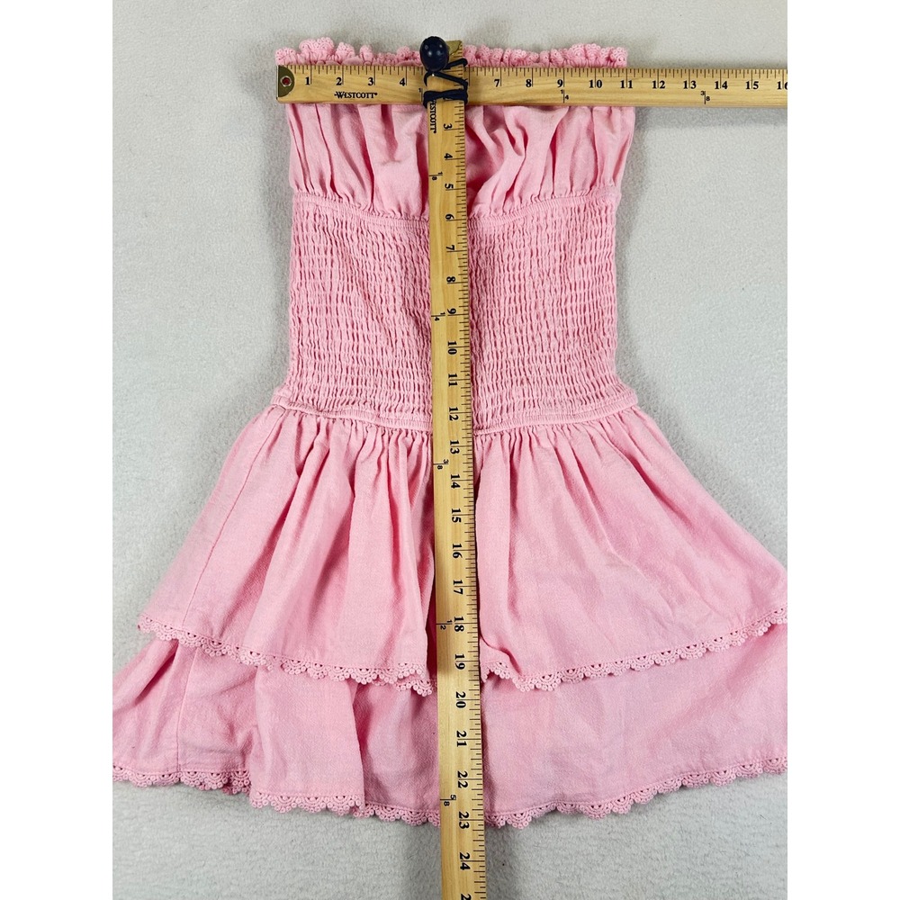Ocean Drive Strapless Mini Dress Women S Pink Coquette Boho Smocked B13017 - Picture 3 of 9